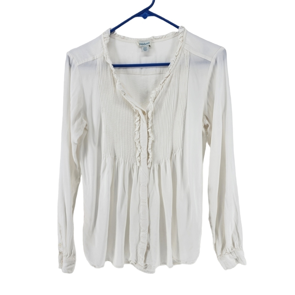 Sundance Women's Ruffle Trim Pintuck Blouse -PXS